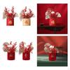 Chinese Flower Basket Ornament Arrangement Red Fruit Tree Celebration Bouquet for Festival