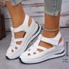 Summer Platform Breathable Women's Velcro Sandals - Hollow, Closed-Toe, Large Sizes Available