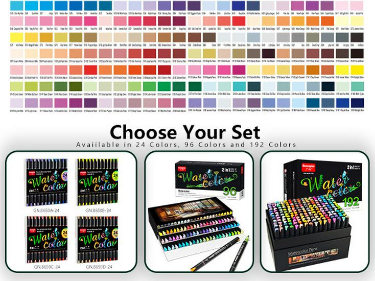Wide Range 8650 Double-Ended Soft Oblique Tip Waterproof Watercolor Markers for Art Students and Graffiti.