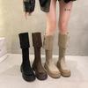 Autumn and Winter New Two Wear Thick Heel Folded Thick-soled Boots Women's Long Tube Over the Knee Spring and Autumn Knight Boots