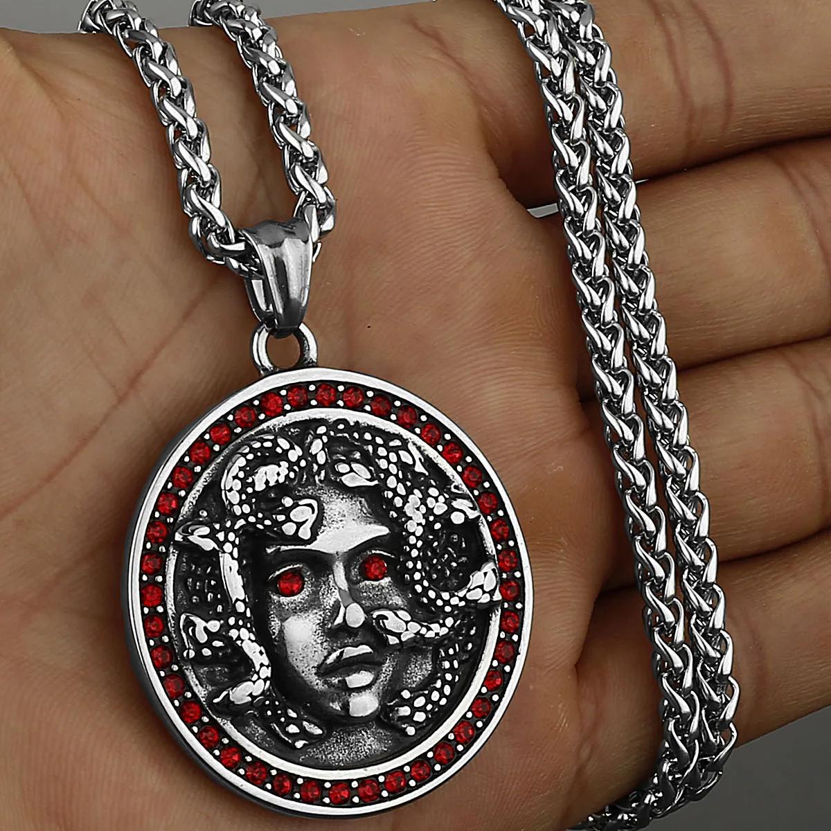

HNSP Norse Mythology Medusa Pendant Necklace For Men 316L Stainless Steel Accessories