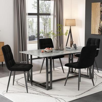 Esszimmerstühle (4 zimmer), schwarz, Set aus 4 Polsterstühlen Sitz aus Samt Metallgestell