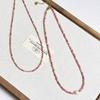 French Red Rhodonite Crystal Necklace - Versatile Layered Clavicle Chain In Titanium Steel