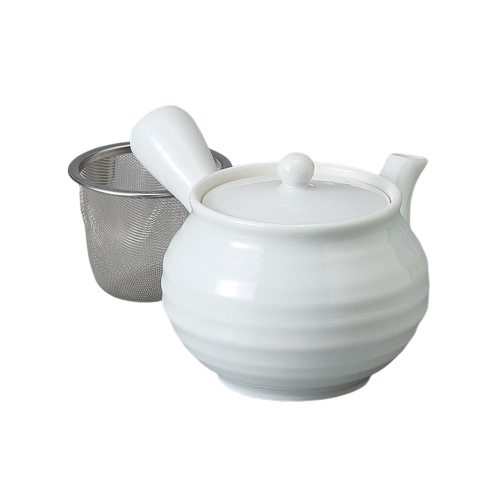 

Ale-net Celadon Rokubei-fuchi Teapot, 10 x 9.5 cm, 400cc, with Tea Strainer, Made in Japan, Porcelain, Stylish