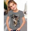 T-Shirt for Girls Cute Kitten Girls Clothes Kids T-Shirt Summer Short Sleeve Children Outdoor Sports Tops T-Shirt for Girls