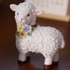 Kreative Cartoon Weiße Schafstatue Einzigartiges Harz-Handwerk Schaf-Ornament Handgefertigte Garten-Schaf-Figuren Haus-Schreibtisch-Dekoration