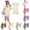 Girls Animal Print Dress Loose Fit Short Sleeve Round Neck Lightweight Summer Dress for Kids Casual Wear
