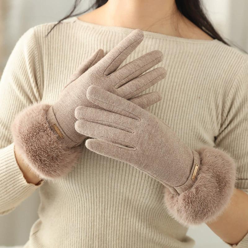 Перчатки для женщин на осень и зиму Утепленные бархатом для тепла