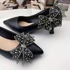 Bow Ribbon Clamp Shoe Decorations Clip Removable Net Yarn Hot Drill Buckle High Heel Shiny Clips Wedding Bride Shoe Accessories