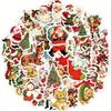 50Pcs Retro Christmas Vinyl Stickers Waterproof Stickers Set Santa Claus Snowman Theme
