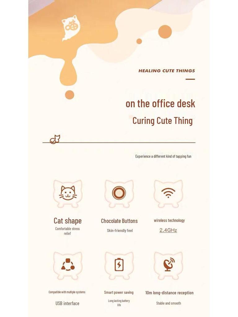 Adorable Kitty Cat Wireless Keyboard and Mouse Set with Pink Sakura Design and Cute Cat Ears - Perfect Silent Gift Box for Girls