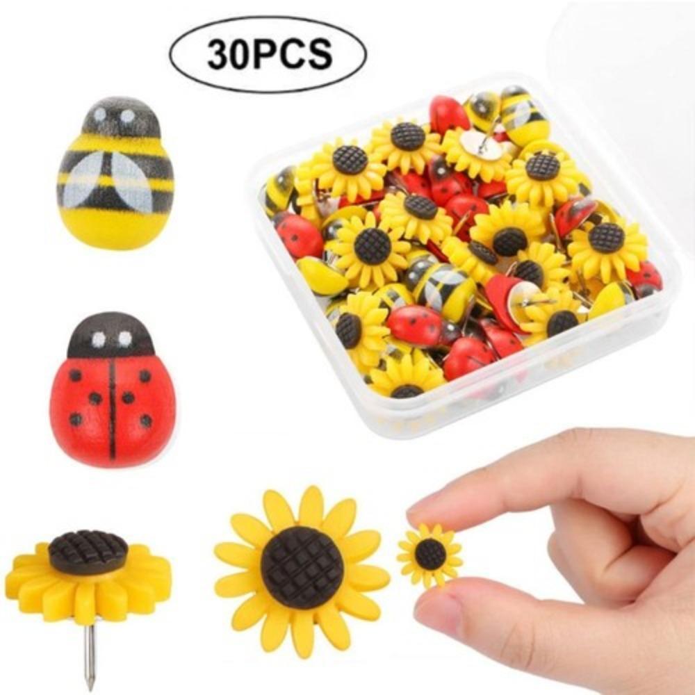 

30PCS/Box Fixed Flower Push Pins Handmade Bee Push Pins New Corkboard Push Pin Home Decor 30PCS/Box