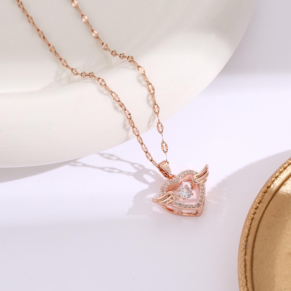 Hochwertige Damen Halskette aus Titanstahl mit vierblättrigem Kleeblatt - Nicht verblassend, vielseitige Schlüsselbeinkette