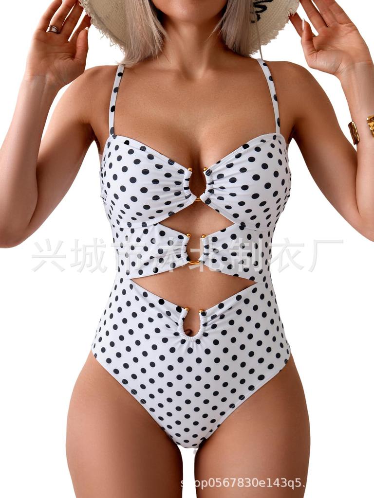 Women's One-piece Swimsuit, Button-down Bikini Sexy Swimsuit, Hollow Swimsuit.