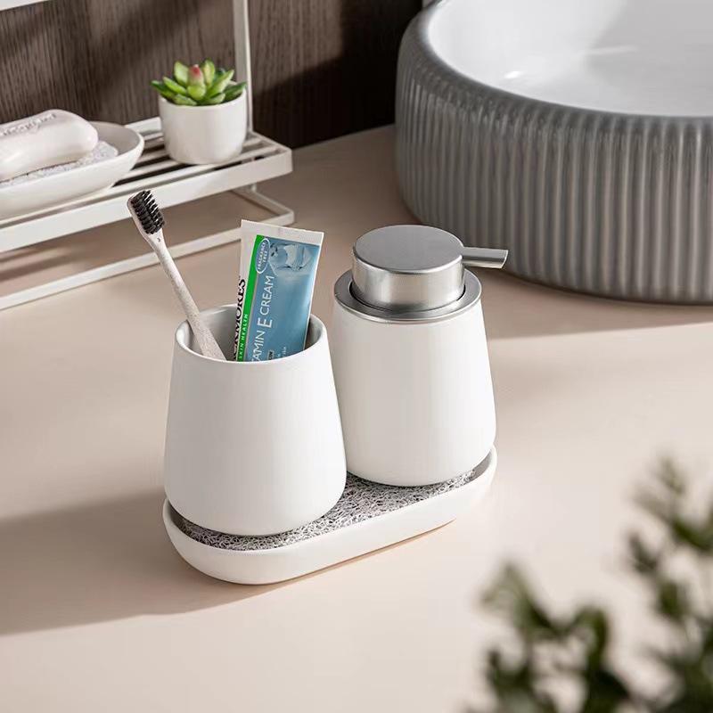 Ceramic Matte Black Big Easy Foaming Pump Soap Dispenser Modern Bathroom Accessory Set
