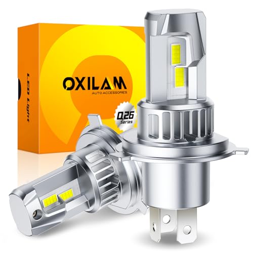 OXILAM H4 LED Headlight, Vehicle Inspection Compliant, HI/LO Switching, H4 LED, 4 Times Brighter, 6500K, White, High Brightness LED Chip, Super B