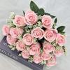18 Heads Artificial Rose Flower Cluster For Hotel Lobby And Wedding Celebration