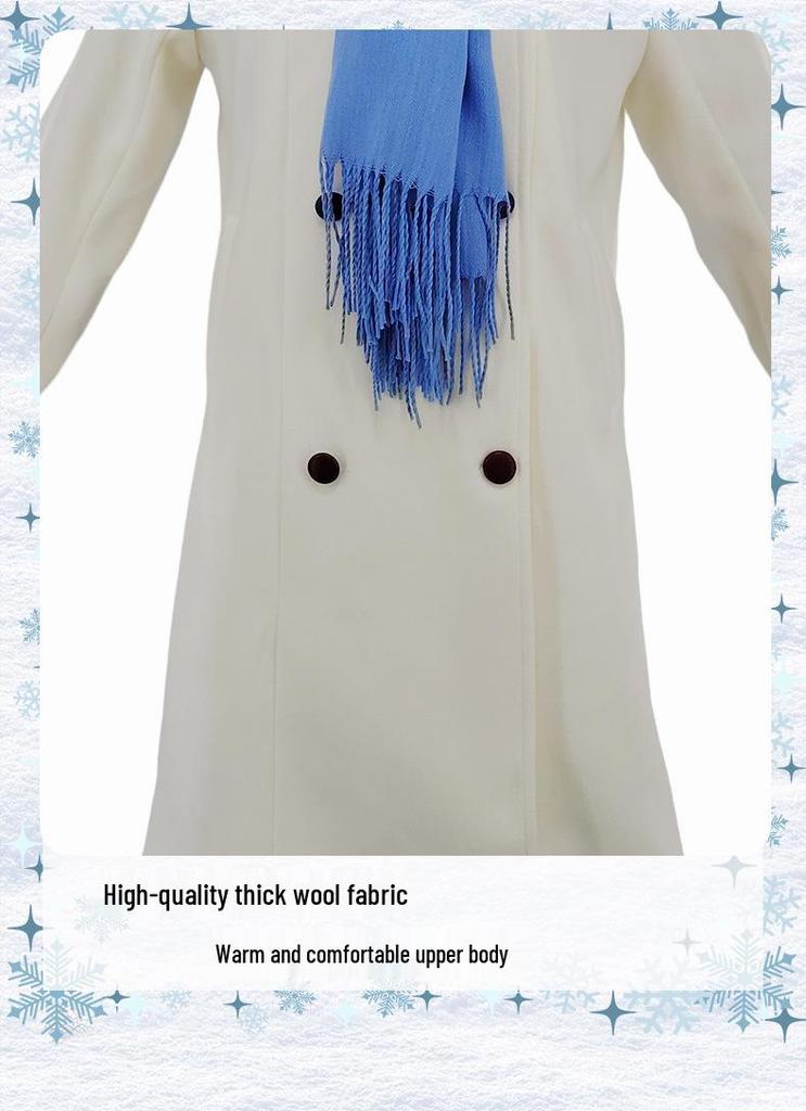 Frieren Cosplay Costume: Women's Winter Woolen Coat Set from Beyond Journey's End Anime.