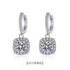 Elegant Geometric Square Drop Earrings Women Sterling With Moissanite 0.5ct Or 1ct Long Dangle Stud Jewelry