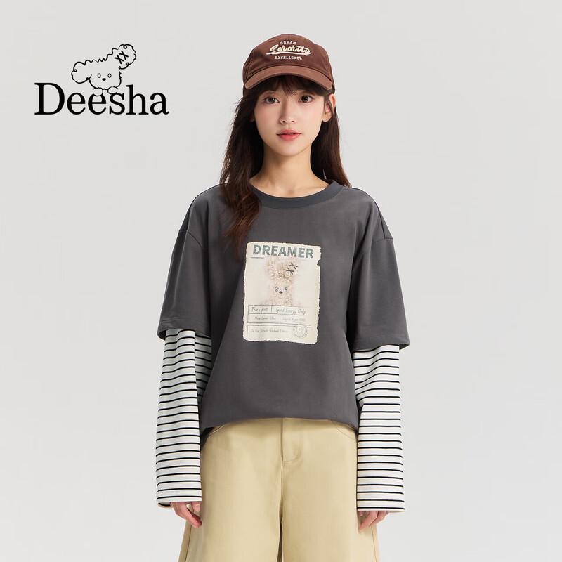 Стильная круглая горловина, длинный рукав, футболка для девочек Deesha 170