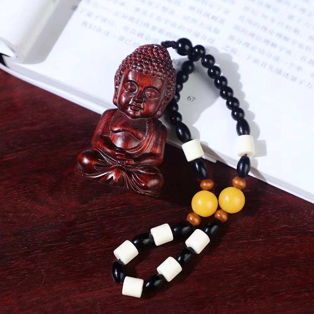 Sandalwood Pixiu Handheld Carved Pendant Ornament - Douyin Craft Gift