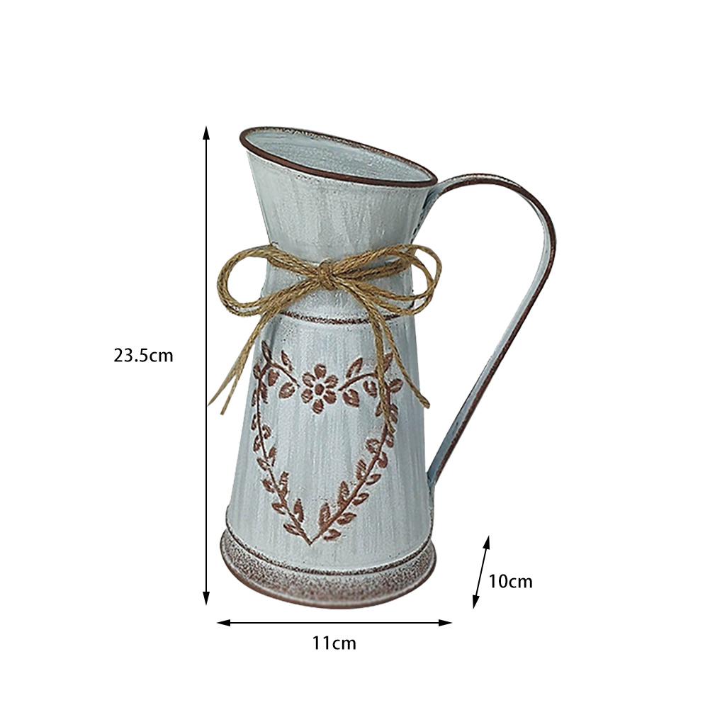 Vintage Flower Vase Iron Art Flower Pot Rustic Flower Bucket for Balcony Living Room Table Decoration