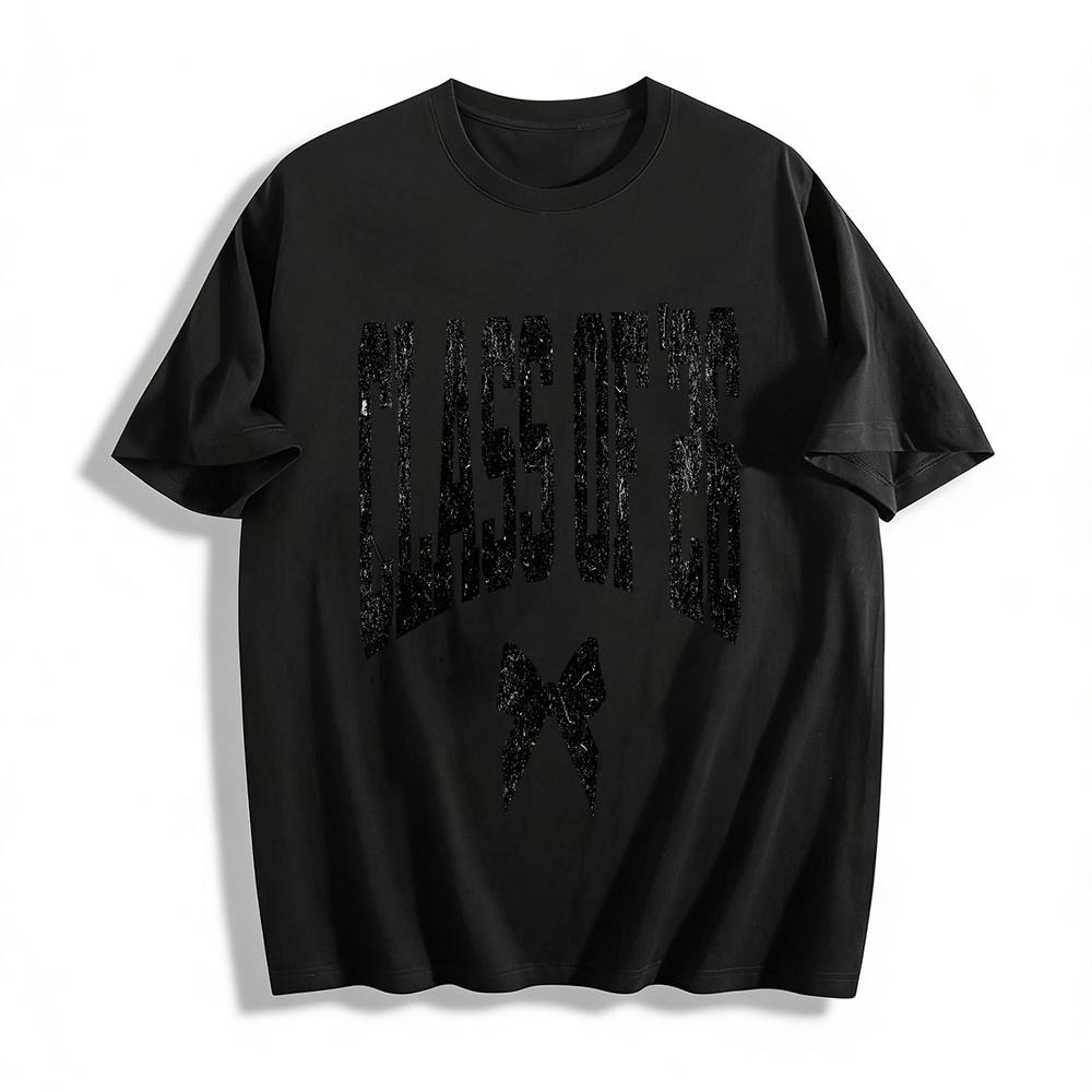 

Class Of 26 Vintage Print Bow Graphic Tee Graduation Casual Top Pure cotton T-shirt XXS