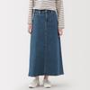 MUJI Damen Stretch Denim A-Linien-Rock, Blau, Größe L, BE1Z3A5A