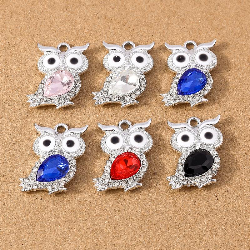 10pcs Cute Animal Charms Crystal Owl Pendants for Jewelry Making DIY Necklace Earrings Bracelet Accessories Supplies