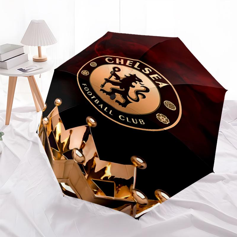 Printed Chelsea FC logo Printed Folding Umbrella,Outdoor,Leisure,And Travel Umbrella,Durable Umbrella Fabric,Birthday And Holiday Gift