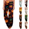 Comfortabele Dames Plaid Halloween Print Trekkoord Wijde Pijp Pyjamabroek voor Slaap en