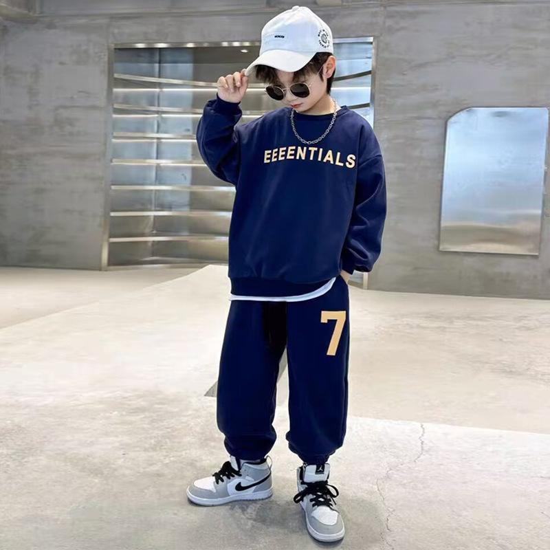 

Новая волна детской спортивной одежды для мальчиков, весенний костюм, весенний и осенний детский свитер для детей среднего и большого размера, комплект из двух частей, красивый и модный 160cm