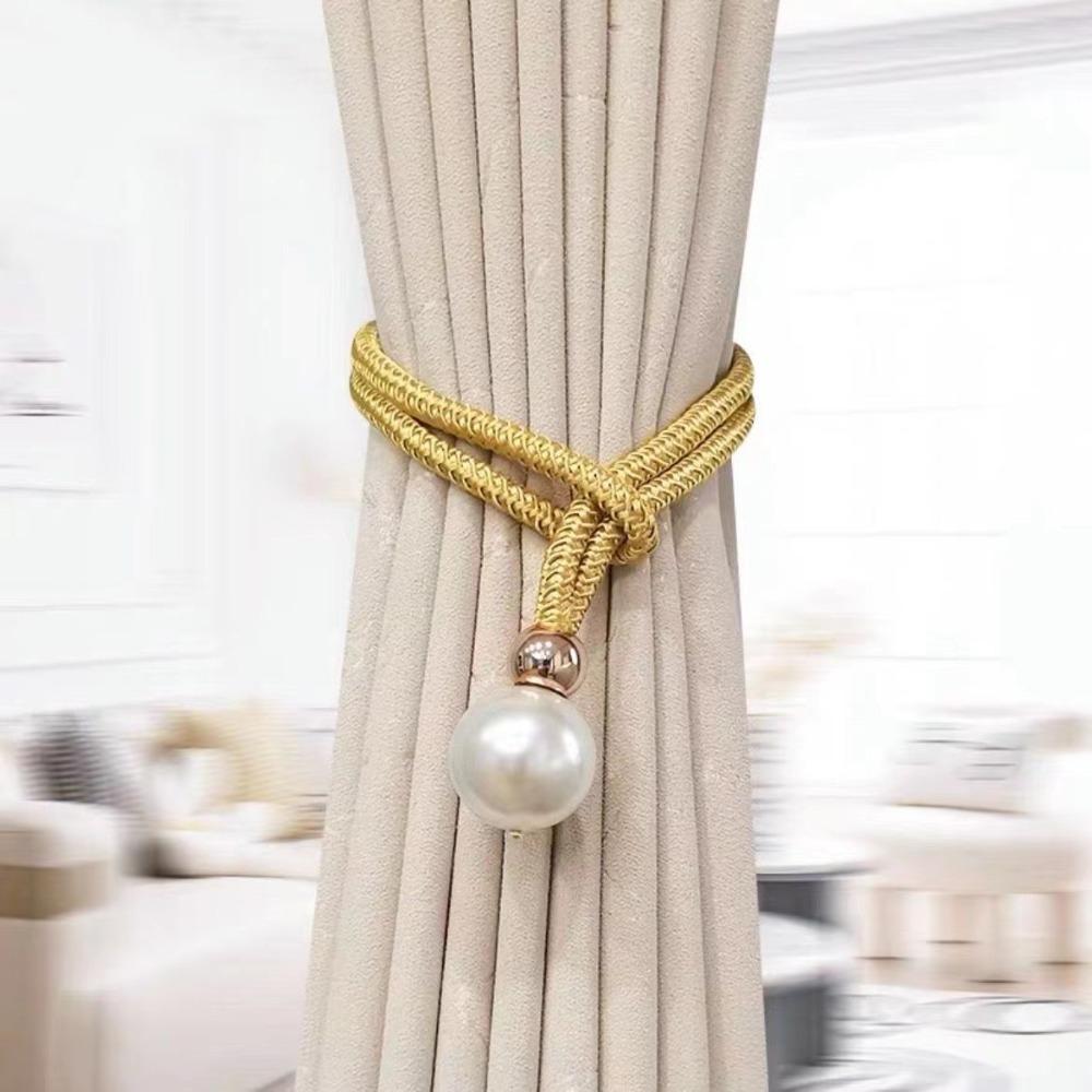 Polyester Pearl Curtain Tieback Adjustable High Quality Pearl Curtain Buckle Buckle Tie Rope Beautifully Curtains Tie Rope Home