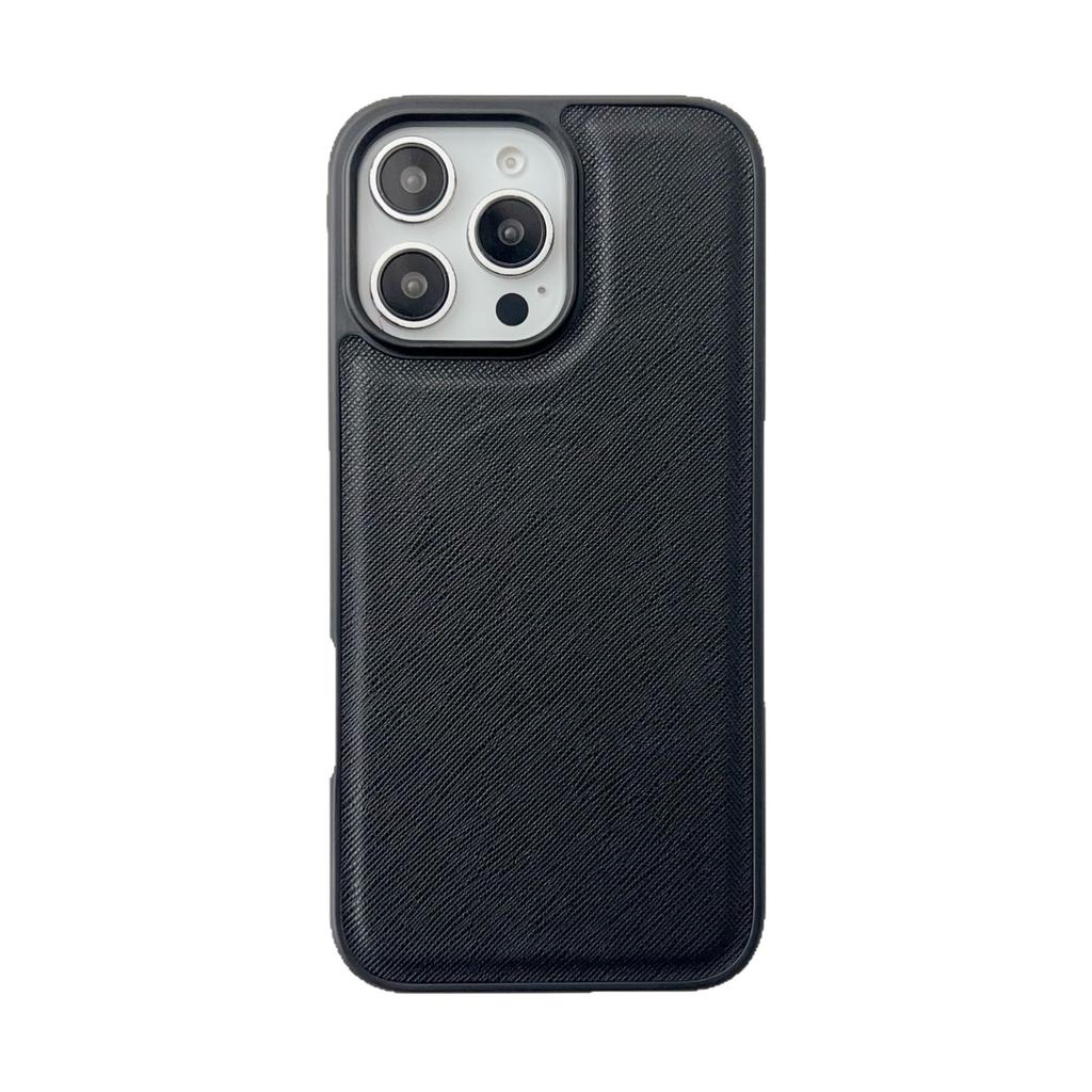 Cross pattern magnetic leather mobile phone case is suitable for Apple 17ProMax carbon fiber pattern magnetic suction 15pro protective case.