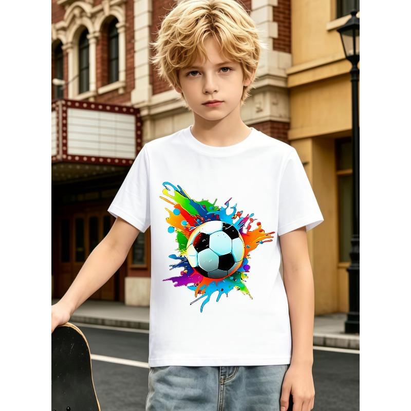 European sizes Boys Fashion T-Shirt/Short-Sleeved Sports Events/Dinosaur Elements/Football Elements/Animal Elements 110