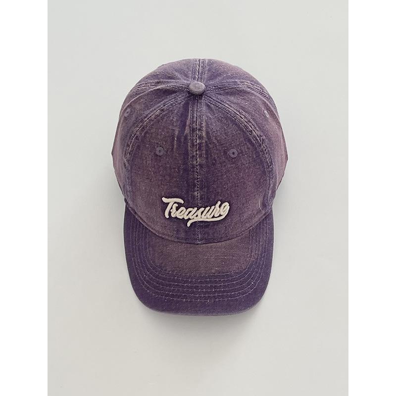 Baseball cap women's four seasons versatile heavy industry washed old embroidery cap deep top big head circumference hat men show small face