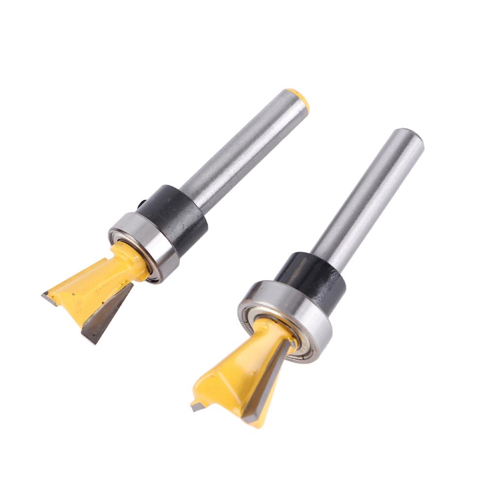 Set 2 Pezzi Fresa a Coda di Rondine con Cuscinetto Fresatrice per Legno Gambo 1/4in