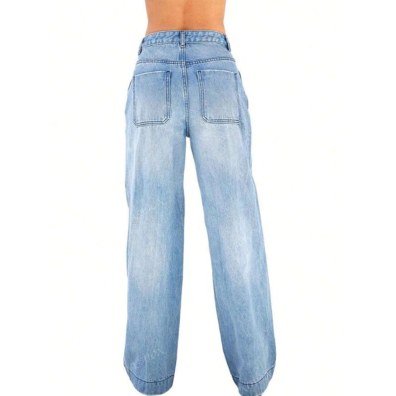 American Retro Jeans New Wide Legs Loose Straight Long Pants Tide