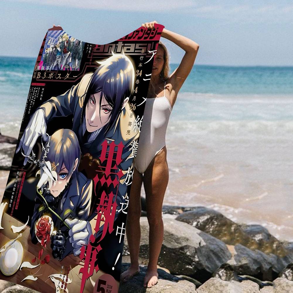 Japanese Anime Black Butler Beach Towel Colorful Bath Towels For Girl Microfiber Quick Dry Sand Free Beach Yoga Spa Gym