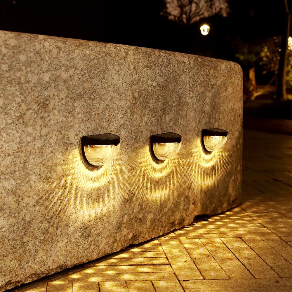 2PCS Waterproof LED Solar Step Lights, Outdoor Wall Mount Stair Lights, Auto On/Off Night Lights for Garden Pathway Yard Deck Decoration