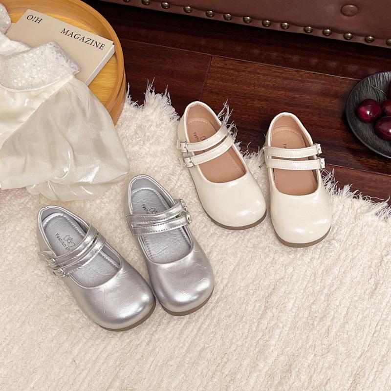Girls' Retro Single Shoes for Children, Round Toe, Soft Sole, Versatile Style