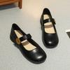 French Mary Jane single shoes women's 2025 summer new round head soft sole one pedal shallow mouth flat bottom elegant retro