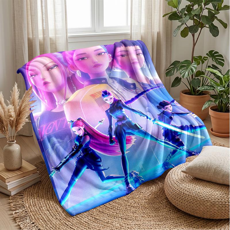 Coperta Morbida Calda Leggera in Flanella Stampata Kpop Demon Hunters Coperta per Tutte le Stagioni per Divano Letto Campeggio Decorazione Casa Regalo di Festa