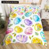 Watercolor Easter Eggs King Queen Bedding Set Happy Easter Themed Duvet Cover Toddlers Rainbow Easter Egg Polyester Quilt Cover