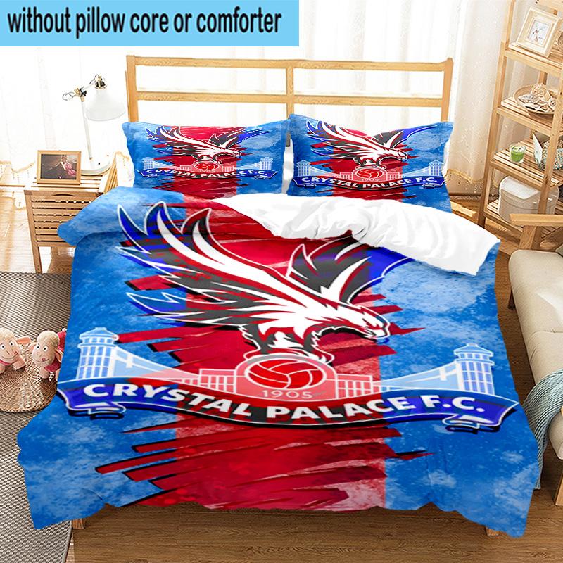 3pcs Crystal Fc Crest Printed Bedding Set Duvet Cover Closure Includes 1 Duvet Cover & 2 Pillowcases Bedding Sets Home Decor Gifts