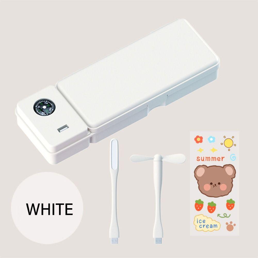 With Compass Pencil Box With Fan/Desk Lamp Stationery Organizer  For Boys/Girls