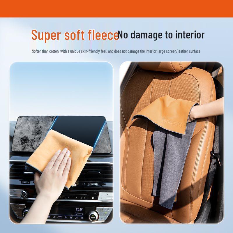Double-Sided Suede Car Cleaning Towel - Lint-Free, Thick, High Water Absorption