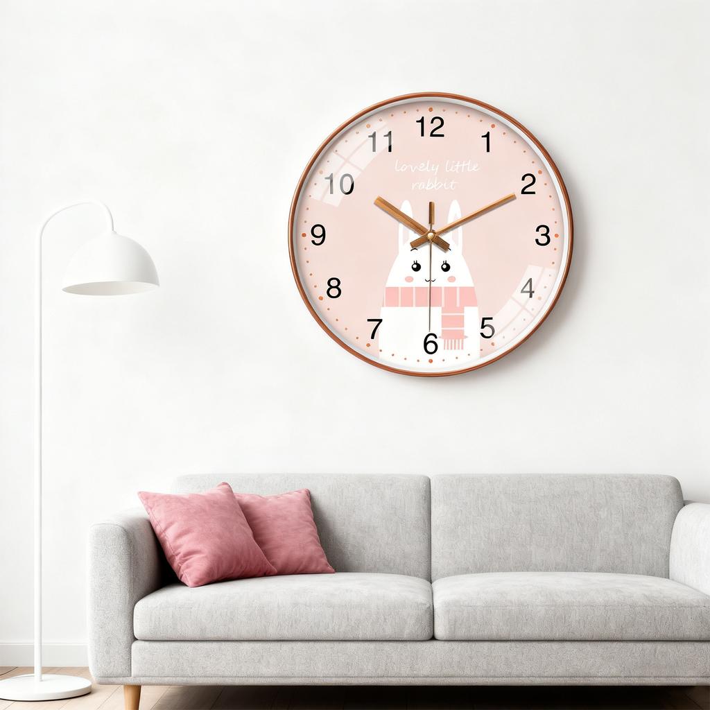 Cartoon Wall Clock Cute Animal Design Silent Quartz Movement Children's Study Rooms Bedroom Interior Decoration 8 10 12 Inch