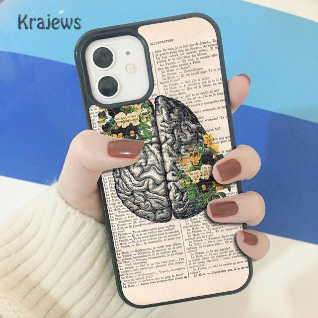 Krajews Anatomy Brain Soft Phone Case Cover For iPhone 18 17 Air 16 15 14 plus 11 12 13 pro max coque Shell Fundas