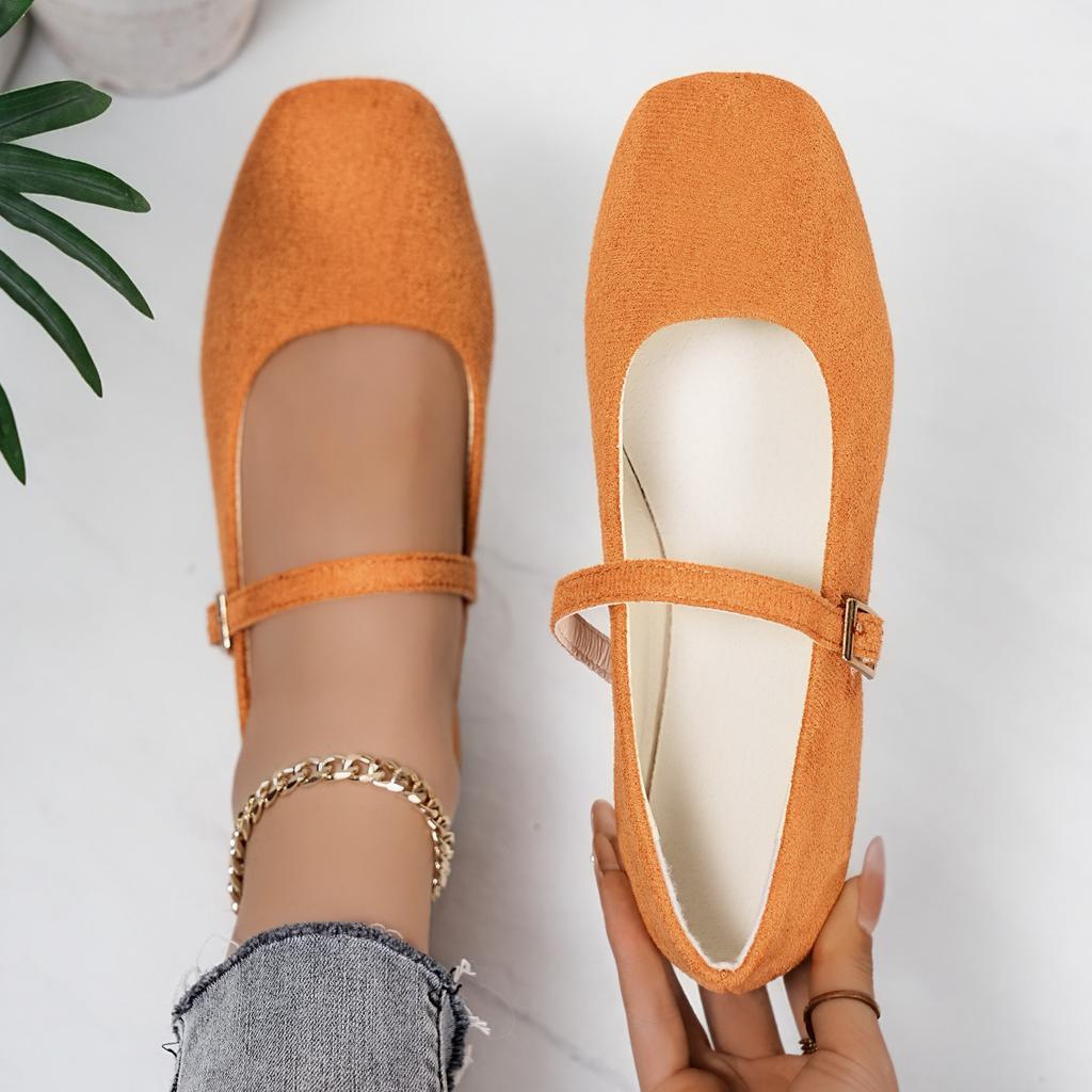 Scarpe Mary Jane Piatte in Stile Francese con Una Singola Fibbia, Punta Quadrata e Design a Taglio Basso, Che Esprimono Un Fascino Retrò